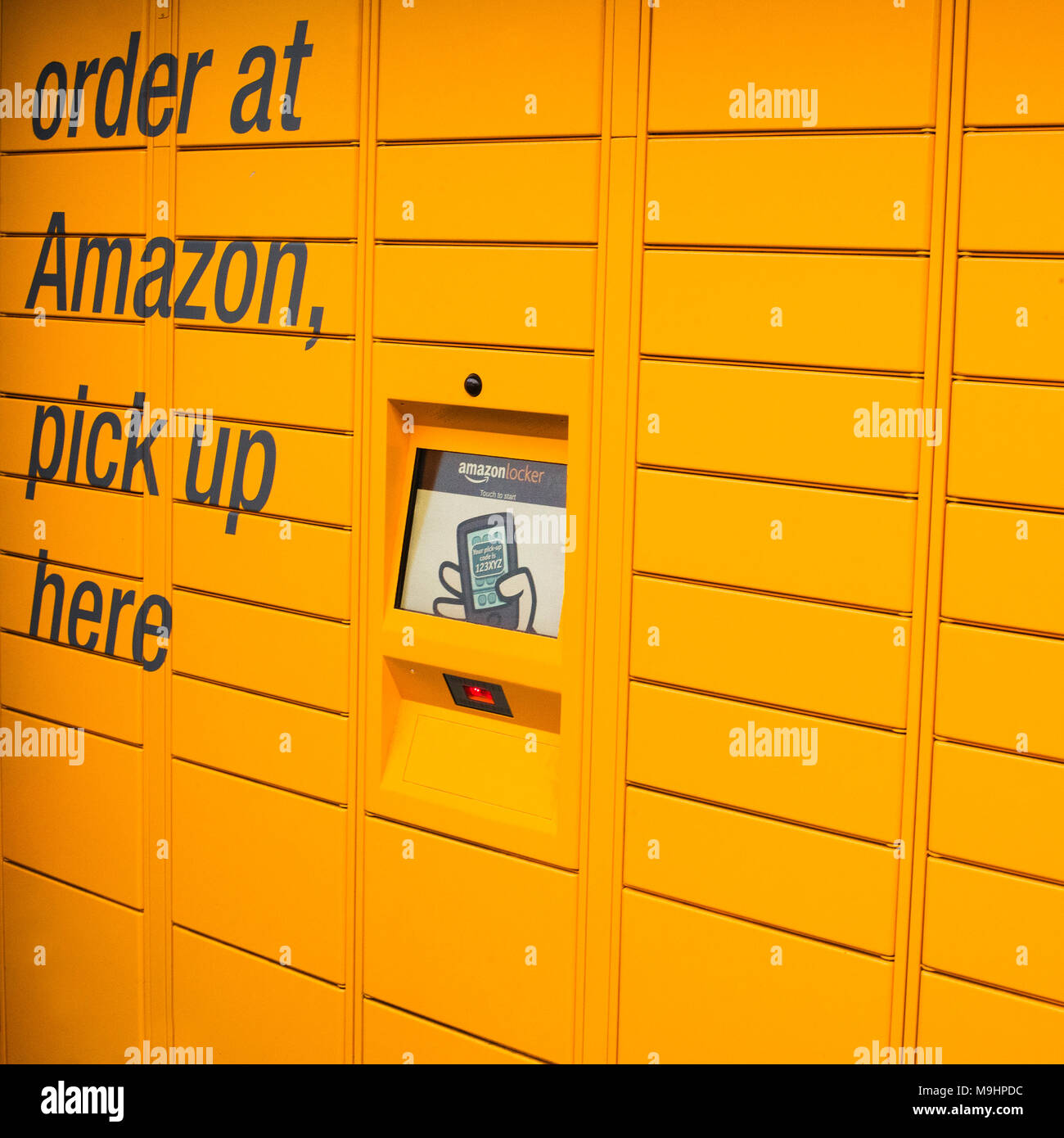 Lockers at Amazon pick up station London UK Stock Photo Alamy