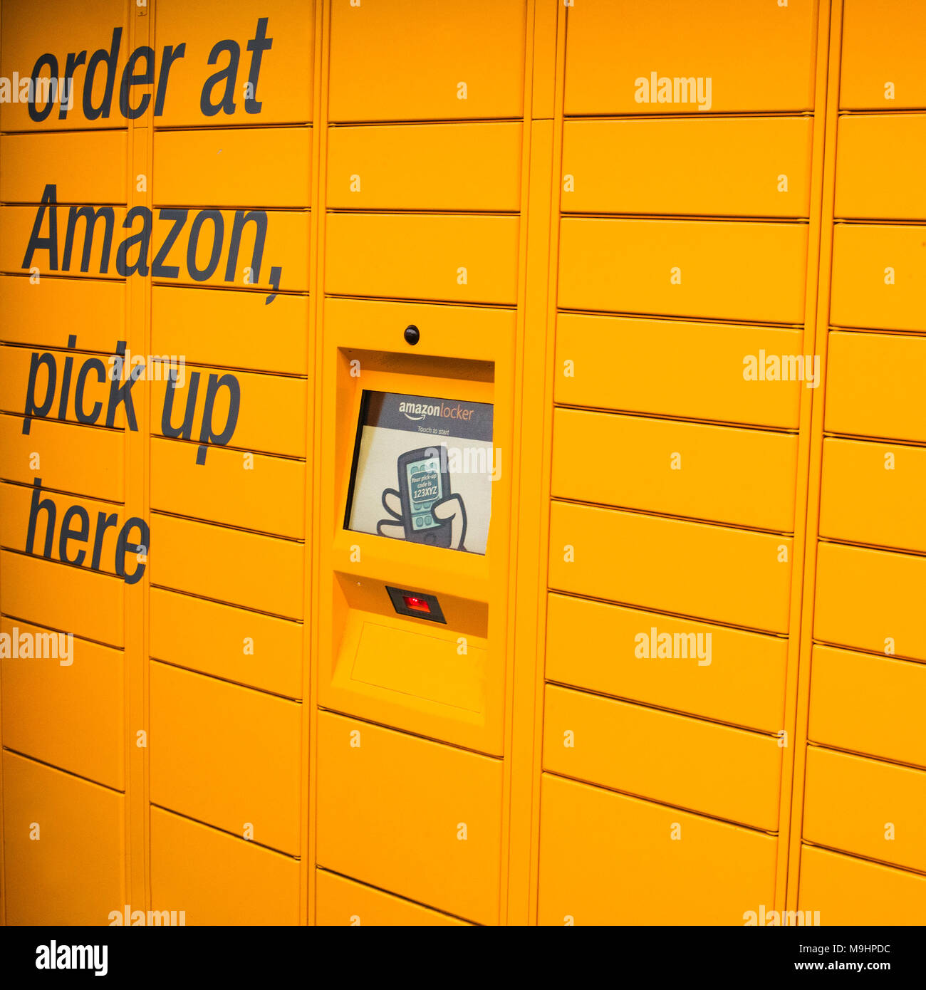 Lockers at Amazon pick up station London UK, Stock Photo