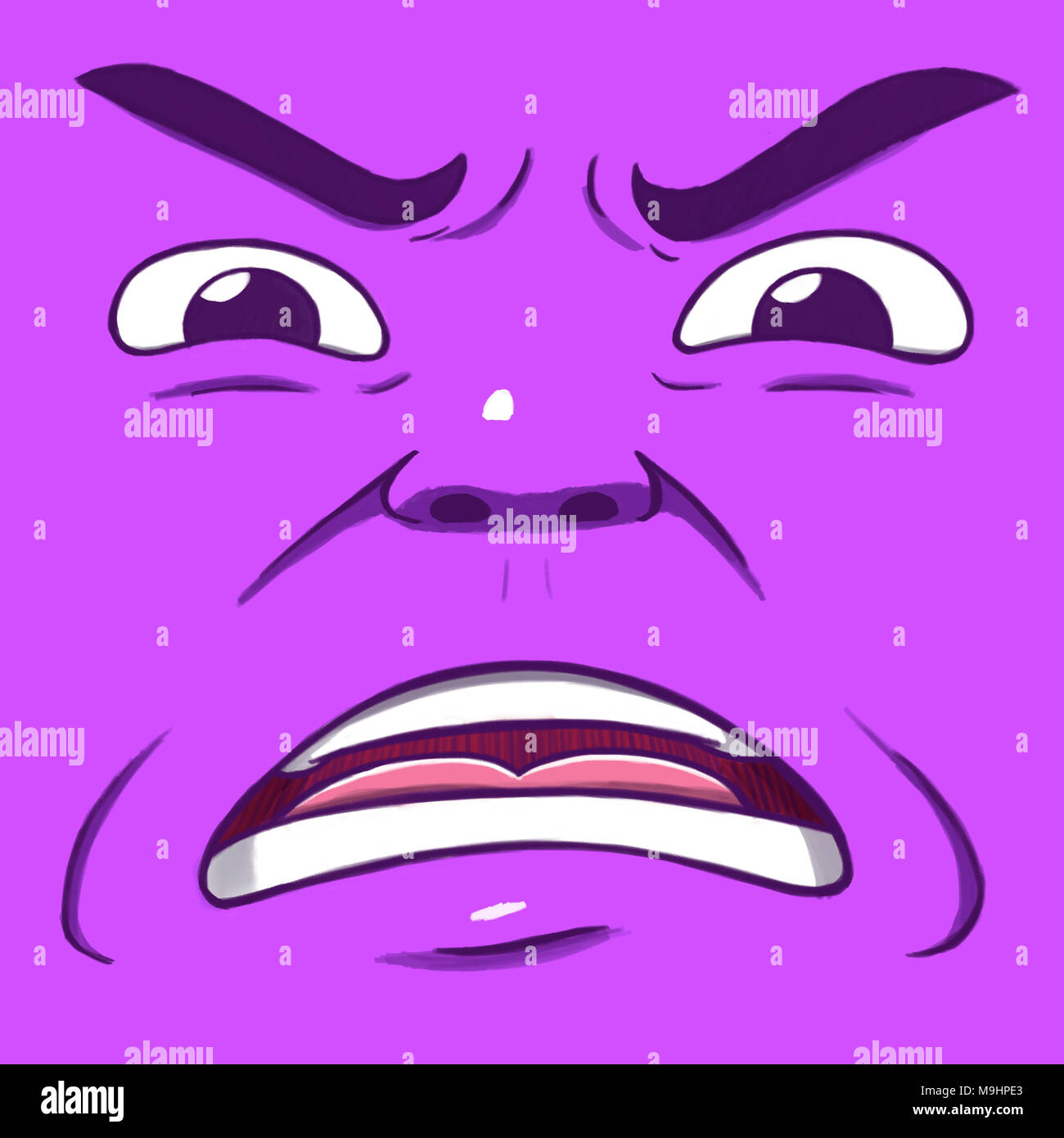 Disgusted face isolated in purple color Stock Photo
