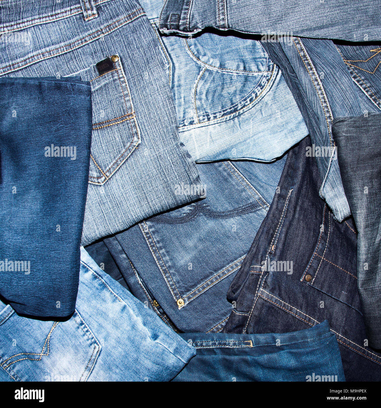 Pile of jeans ready for recycling Stock Photo Alamy