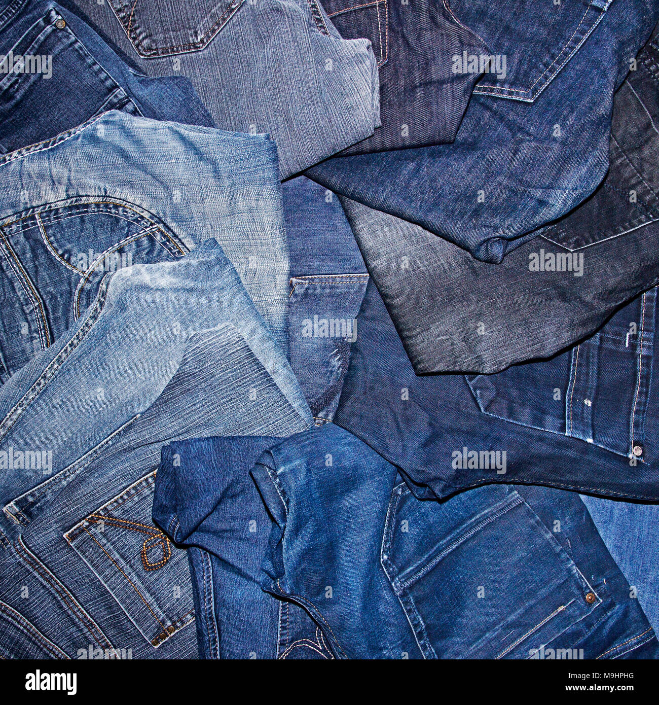 Pile of jeans ready for recycling Stock Photo Alamy