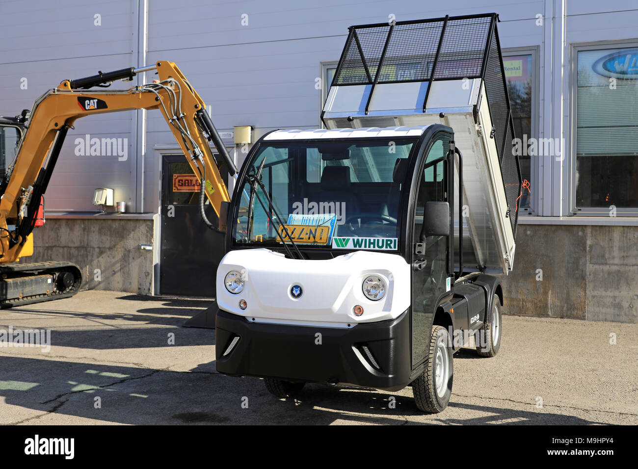 LIETO, FINLAND - MARCH 24, 2018: Goupil G4 electric utility vehicle seen at the annual public event of Konekaupan Villi Lansi Machinery Sales. Stock Photo