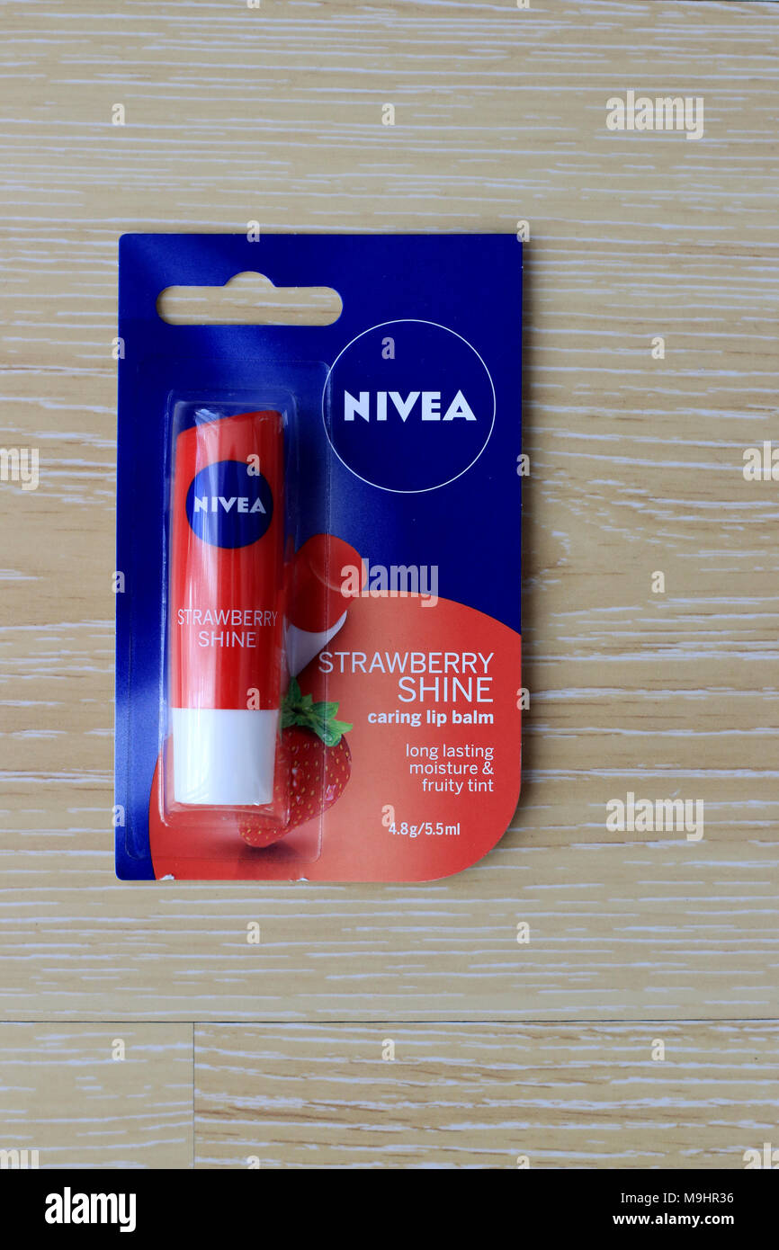 Nivea Strawberry shine Lip balm Stock Photo Alamy