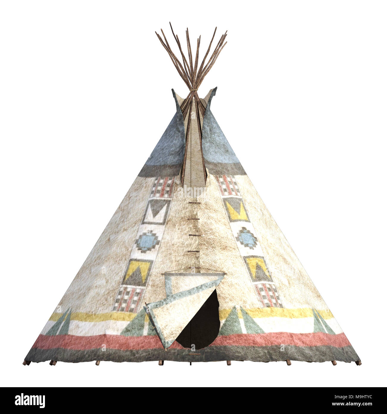 Indian tepee isolated on white, 3d render Stock Photo