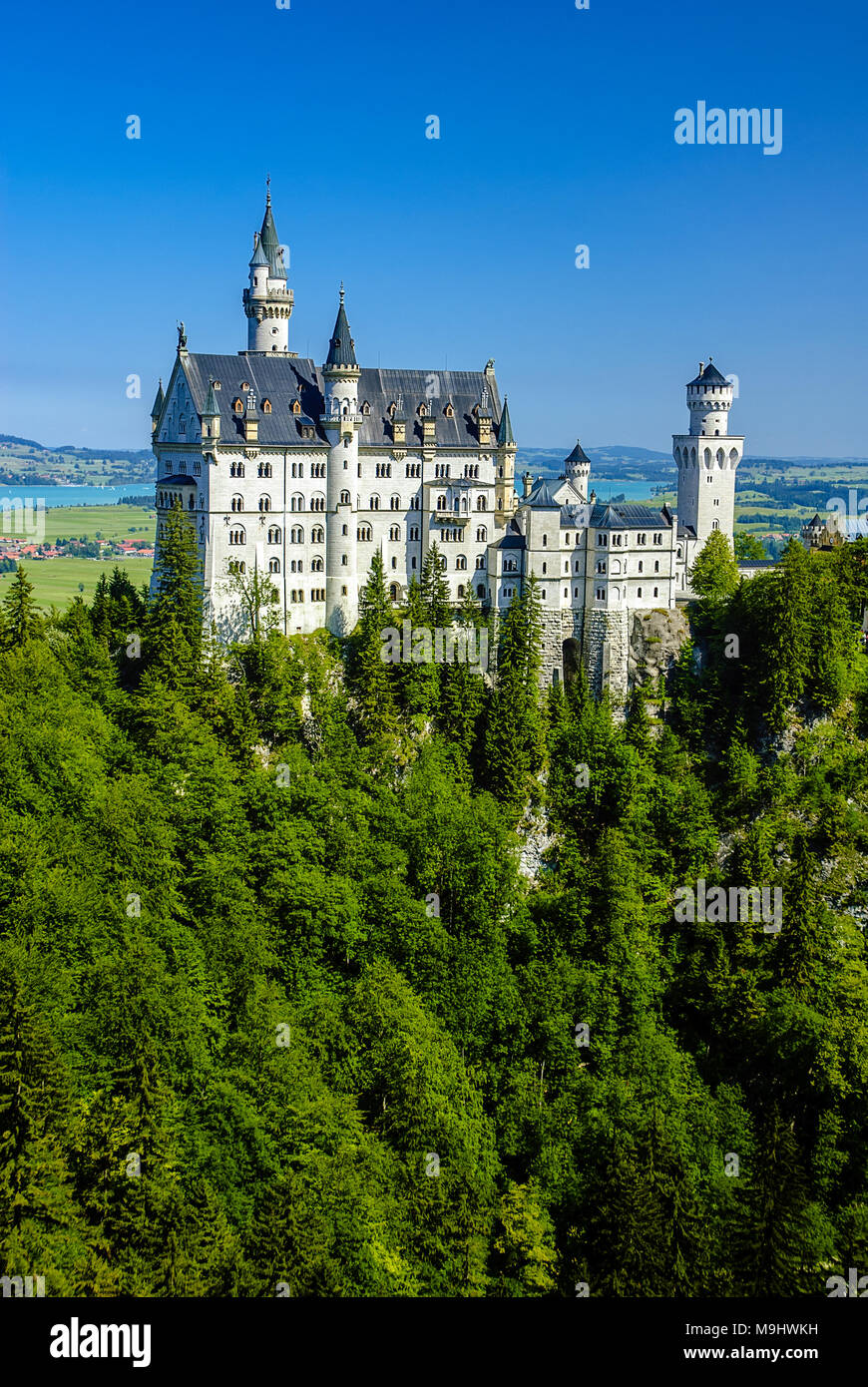 Neuschwanstein Castle was built by King Ludwig II, Fuessen, Schwangau, Allgaeu, Bavaria, Germany Stock Photo