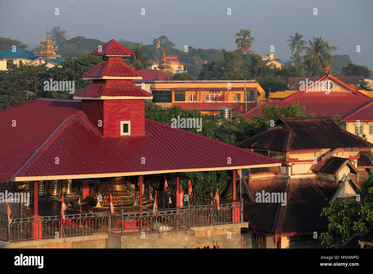 Myanmar, Yangon, Bahan Township, elevated view, buildings, skyline, Stock Photo