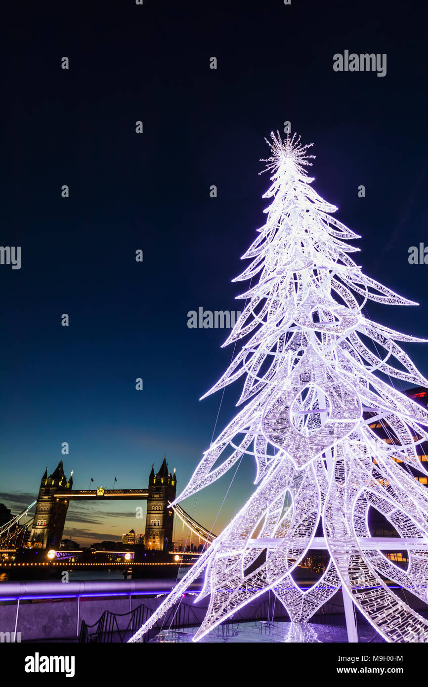 England, London, Southwark, London Bridge City, Christmas Tree and