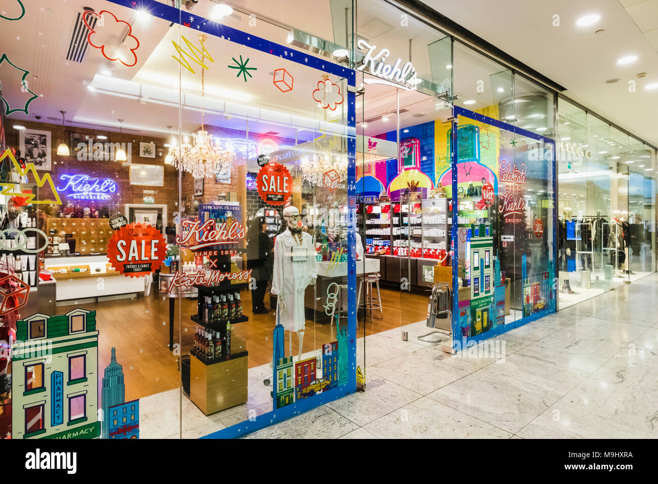 England, London, Canary Wharf Shopping Centre, Kiehl's Store Stock