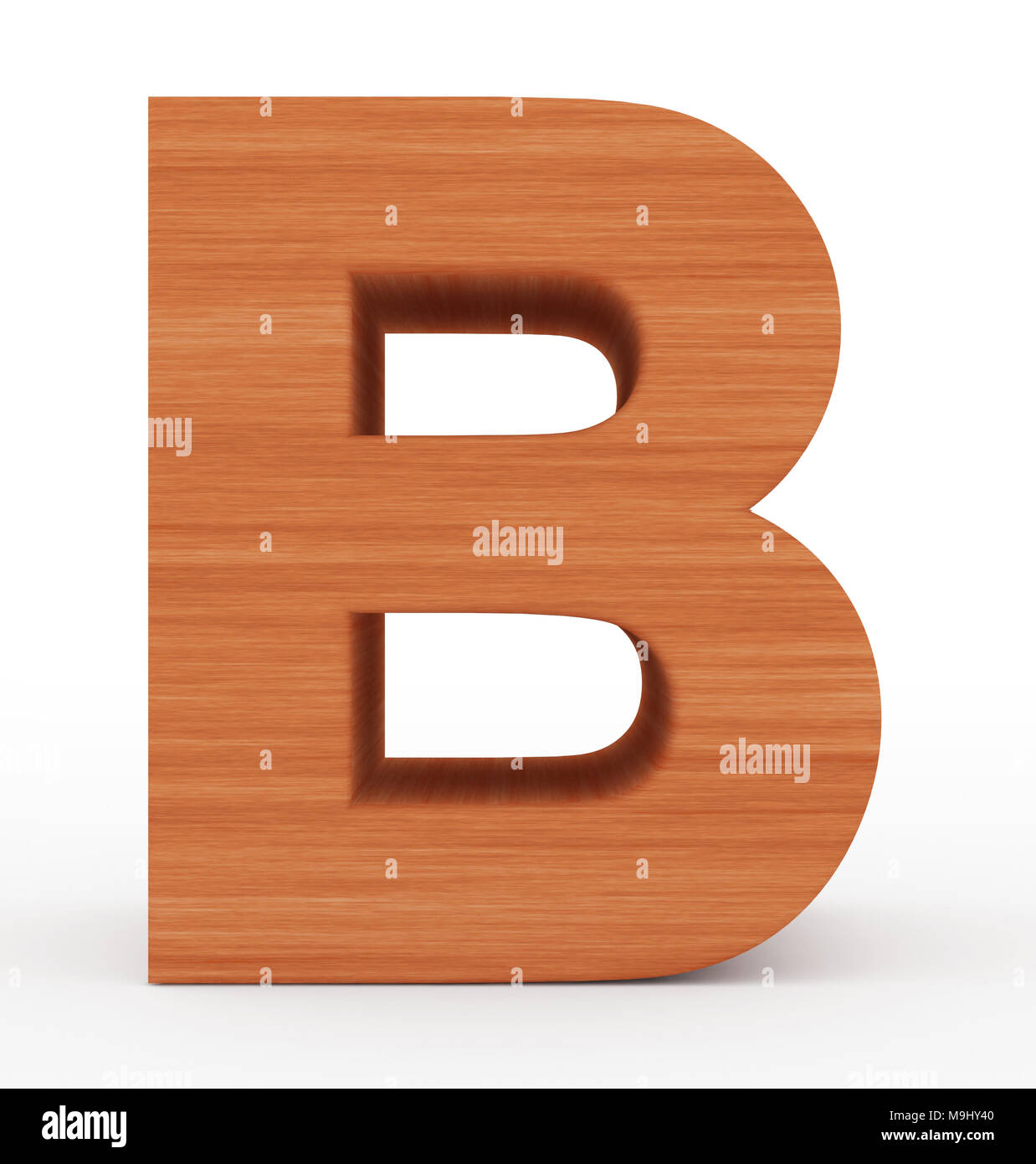 letter B 3d wooden isolated on white - 3d rendering Stock Photo - Alamy