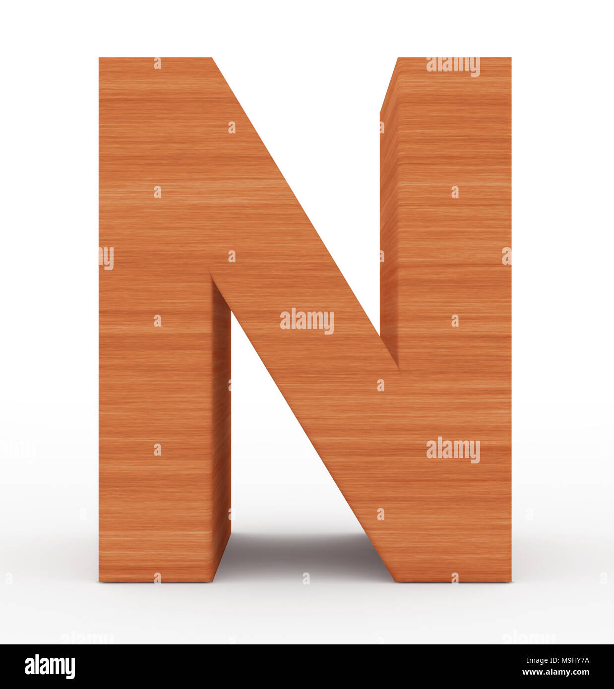 letter N 3d wooden isolated on white - 3d rendering Stock Photo - Alamy