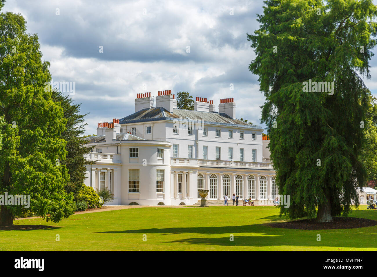 View of royal residence stately home Frogmore House and lawn in