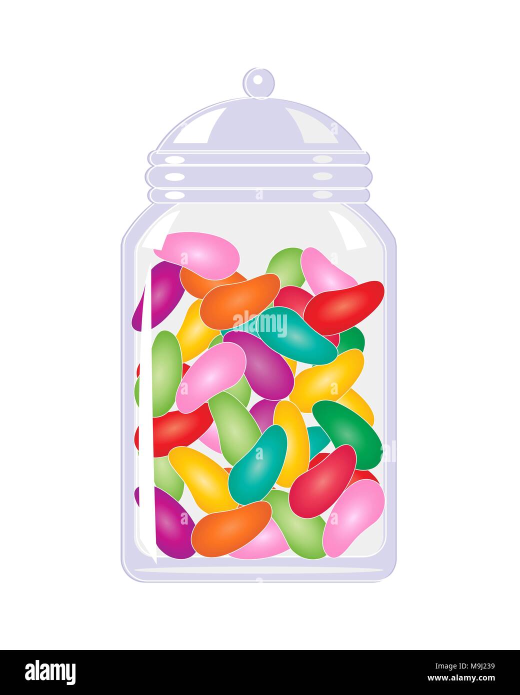 a vector illustration in eps 10 format of a jar of colorful candy jelly