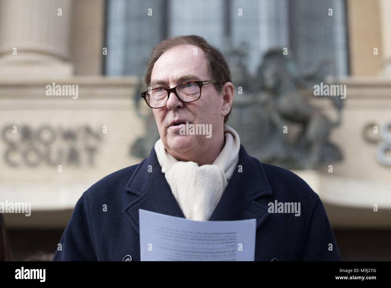 Roger Colvin speaks to the media outside Oxford Crown Court after the Southern Health NHS Foundation Trust was fined &pound;2 million following the death of his wife Teresa Colvin and another patient, Connor Sparrowhawk, at Slade House care unit in Oxford. Stock Photo