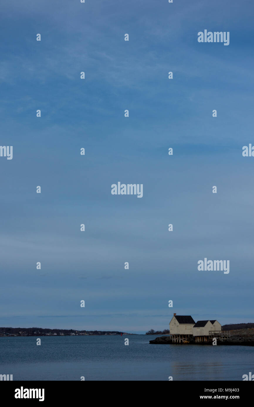 USA Maine ME Portland South Portland Willard Beach Simonton Cove Fishing Shacks Stock Photo