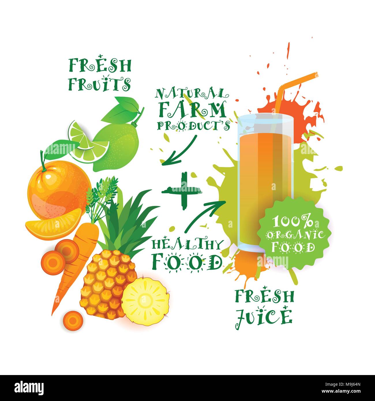 Fresh Fruits Healthy Juice Cocktail Logo Natural Food Farm Products