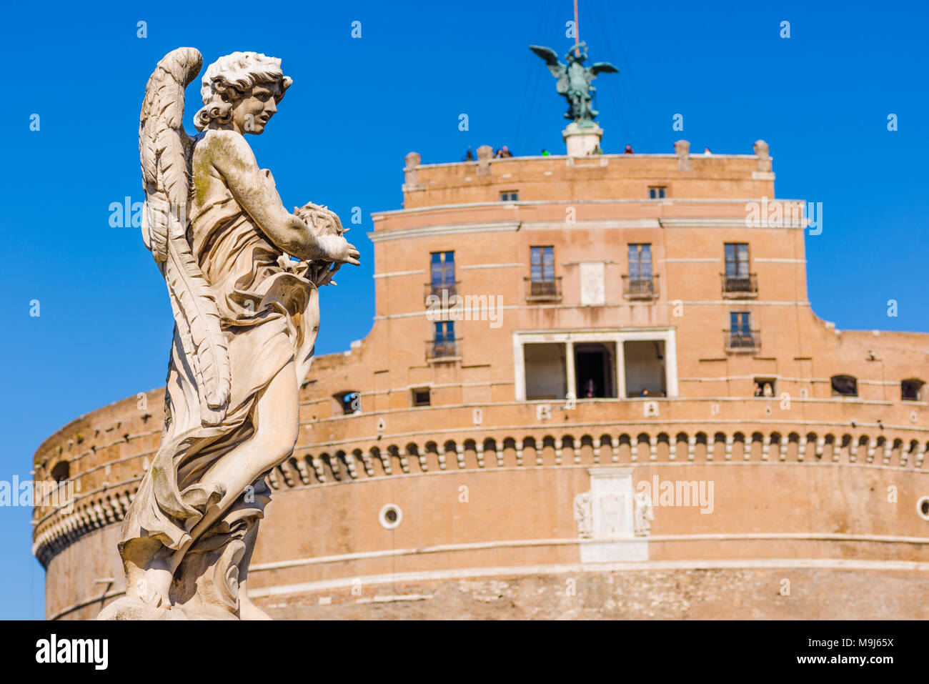 Bernini S Baroque Angel Sculptures On Ponte Sant Angelo Bridge With Castel Sant Angelo Castle