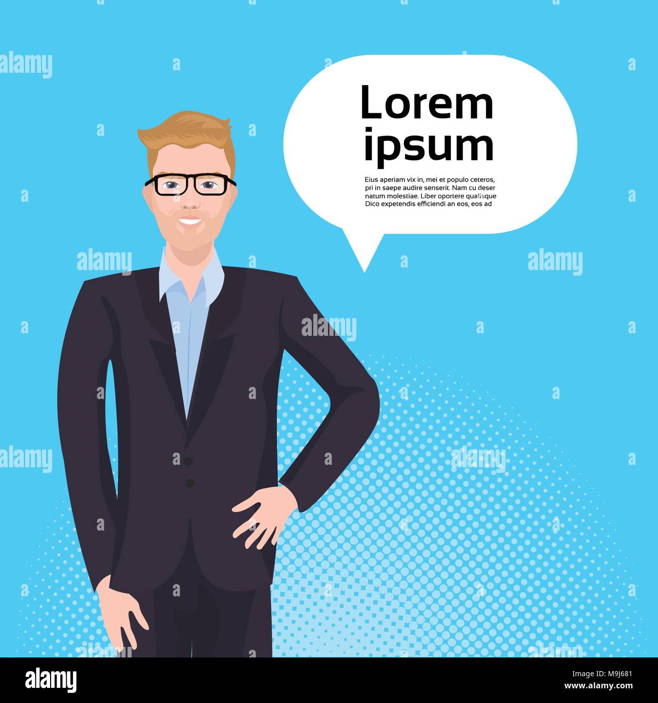 Business Man In Elegant Suit Over Copy Space Background Stock Vector ...