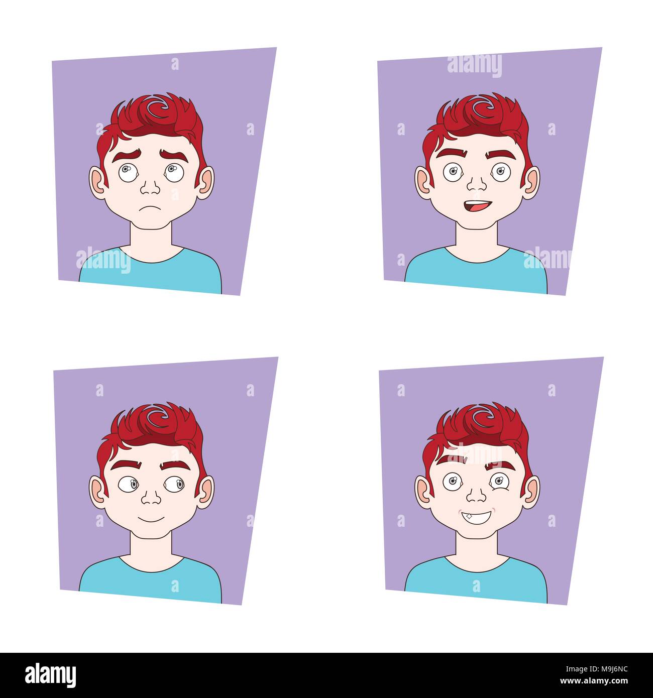 Set Of Man Facial Expressions Collection Of Guy Different Emotions ...