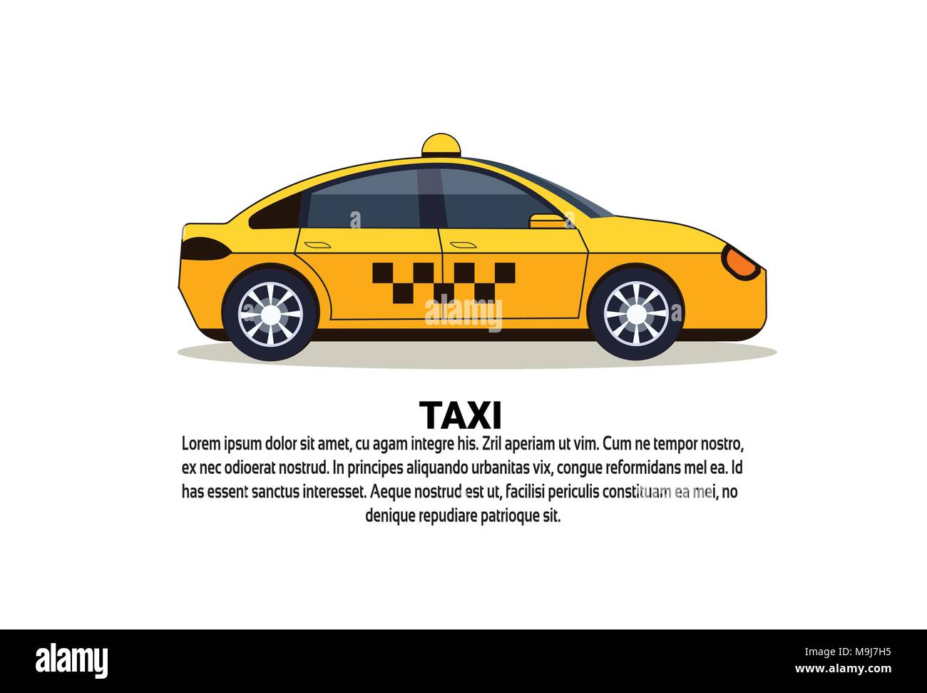 Yellow Taxi Car Side View Cab Service Icon Stock Vector