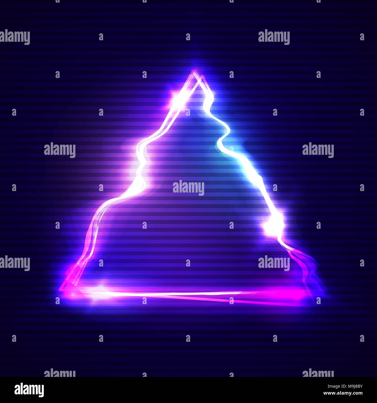 Glitch art with neon triangle glitched frame design. Distorted modern