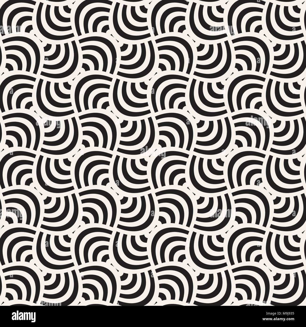 Vector geometric seamless pattern with curved shapes grid. Abstract ...