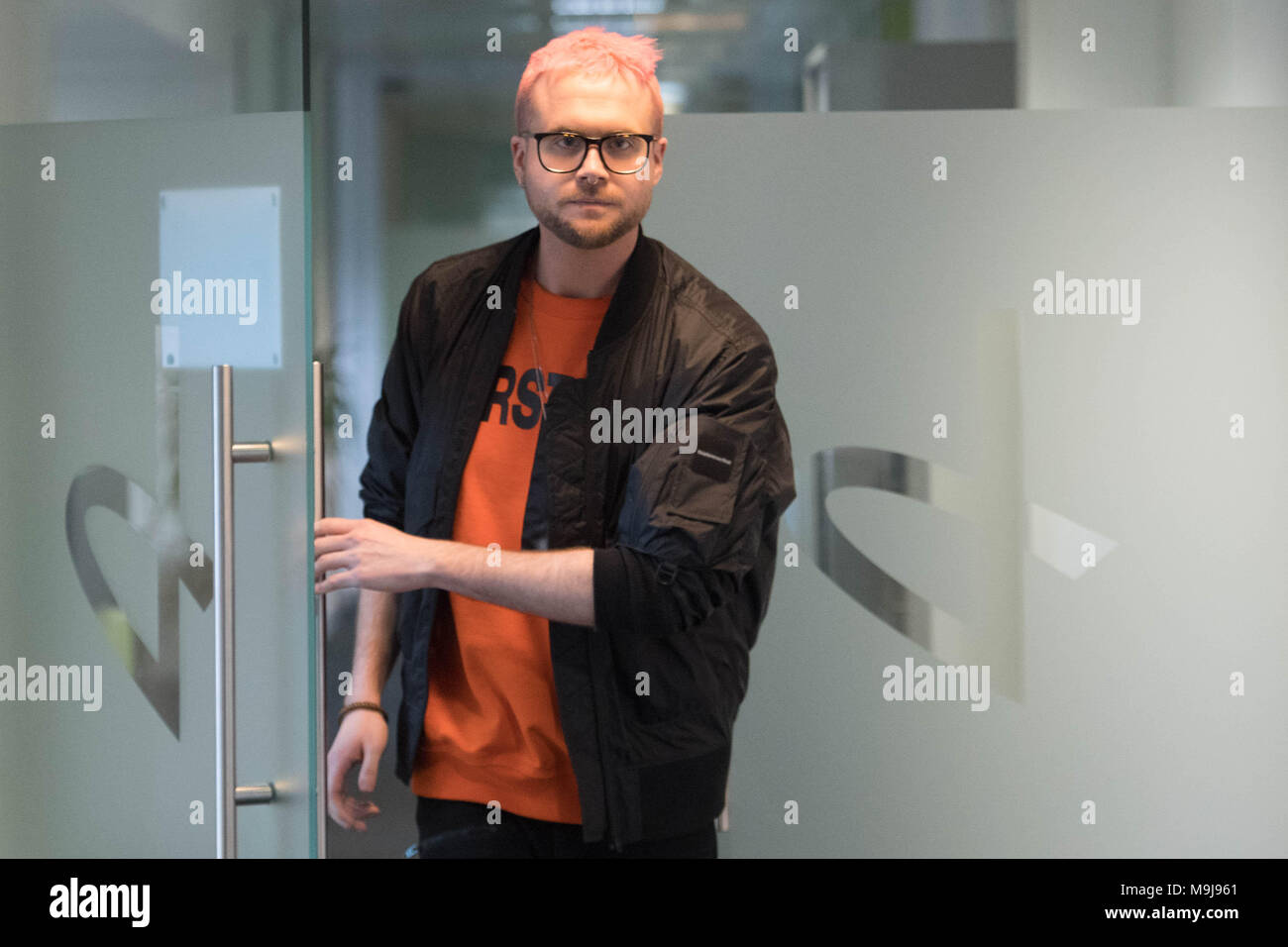 Whistleblower Christopher Wylie at a press conference in central London, as information provided by whistleblowers Mr Wylie and Shahmir Sanni, provides grounds to suspect that the Vote Leave campaign broke electoral law during the 2016 EU referendum campaign, according to a legal opinion obtained by the men's lawyers. Stock Photo
