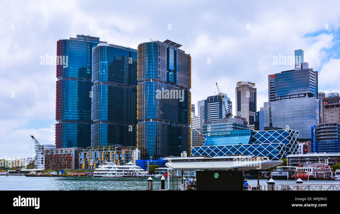 High Rises in Barangarro suburb of Sydney, by the Sydney Harbour Stock Photo