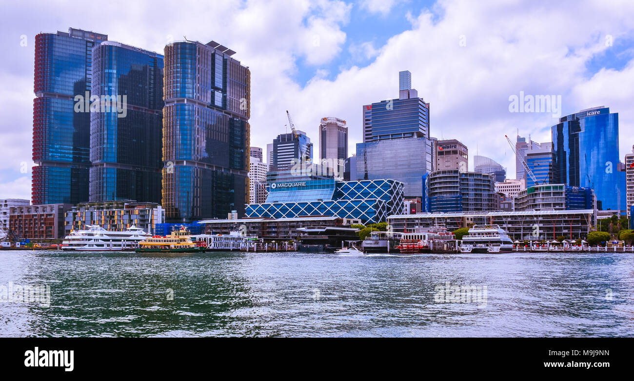 High Rises in Barangarro suburb of Sydney, by the Sydney Harbour Stock Photo