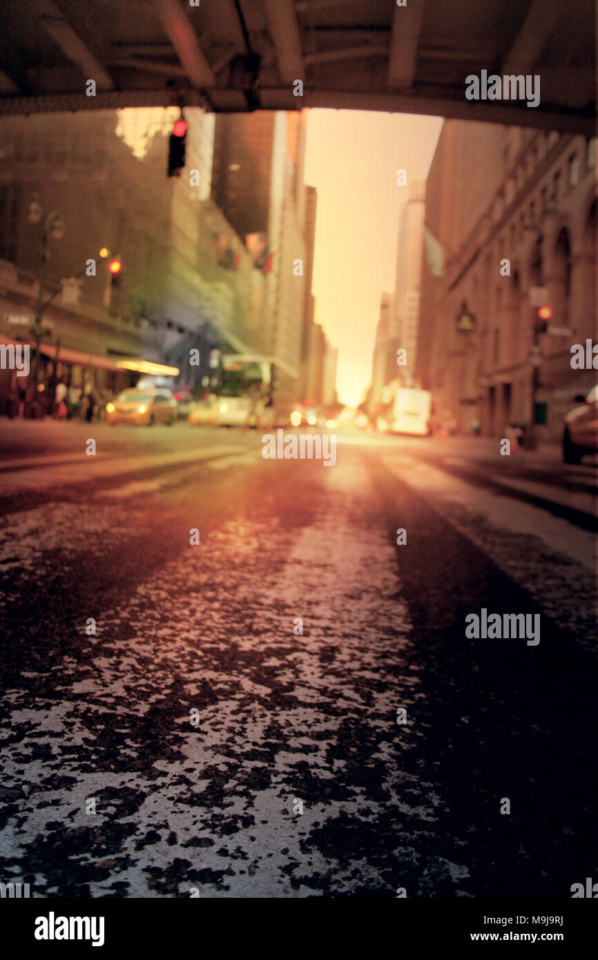 New York Street at Sunset Manhattanhendge Stock Photo - Alamy
