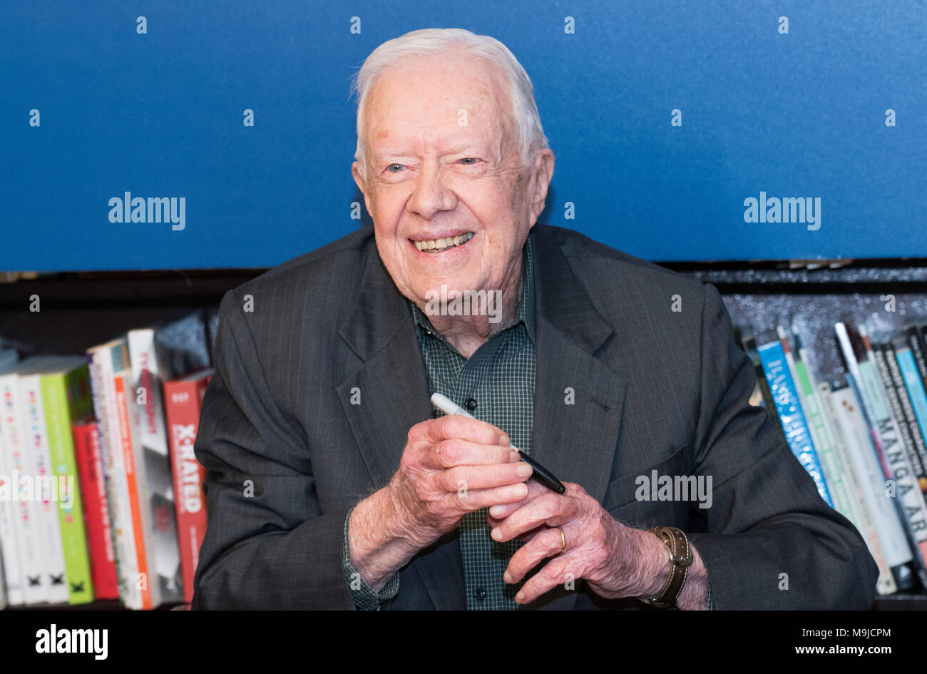 Former US President Jimmy Carter at a book signing for his new book "Faith: A Journey For All" at the Barnes & Noble bookstore on Fifth Avenue in midtown Manhattan in New York City. Stock Photo