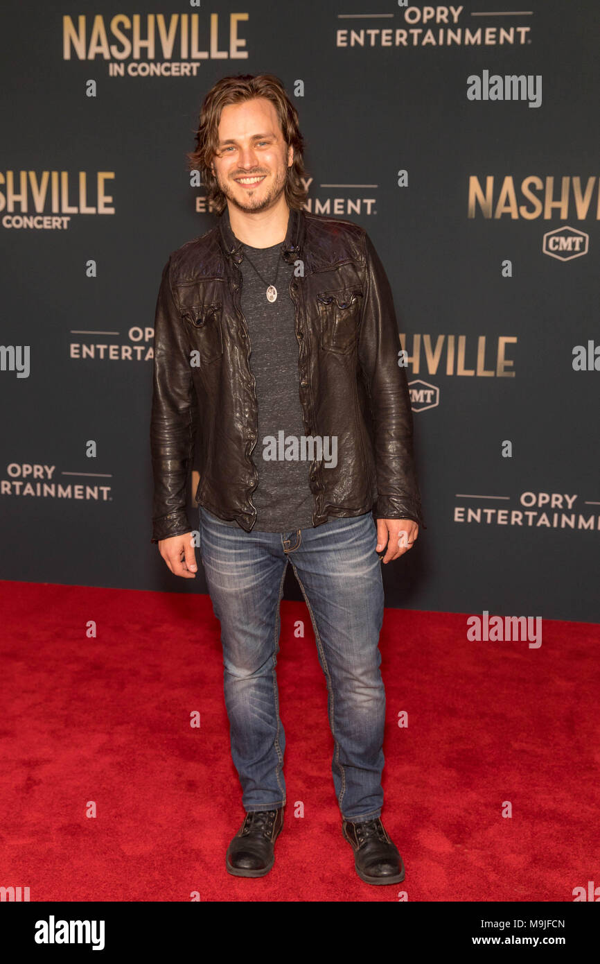 Nashville, Tennessee, USA. 25th Mar, 2018. Nashville television show star JONATHAN  JACKSON walks the red carpet during the Nashville in Concert: Final Season  Celebration at the Grand Ole Opry in Nashville, Tennessee, image size:866x1390