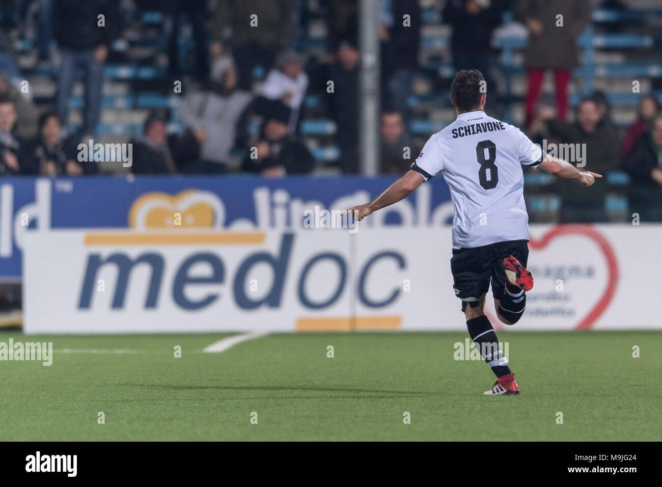 Andrea Schiavone Of Cesena Celebrates After Scoring His Team S First Goal During The Italian Serie B