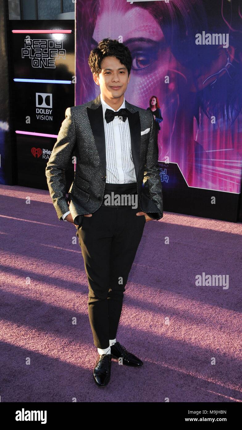Cast member Win Morisaki attends the premiere of the sci-fi motion picture Ready  Player One at the Dolby Theatre in the Hollywood section of Los Angeles on  March 26, 2018. Storyline: When