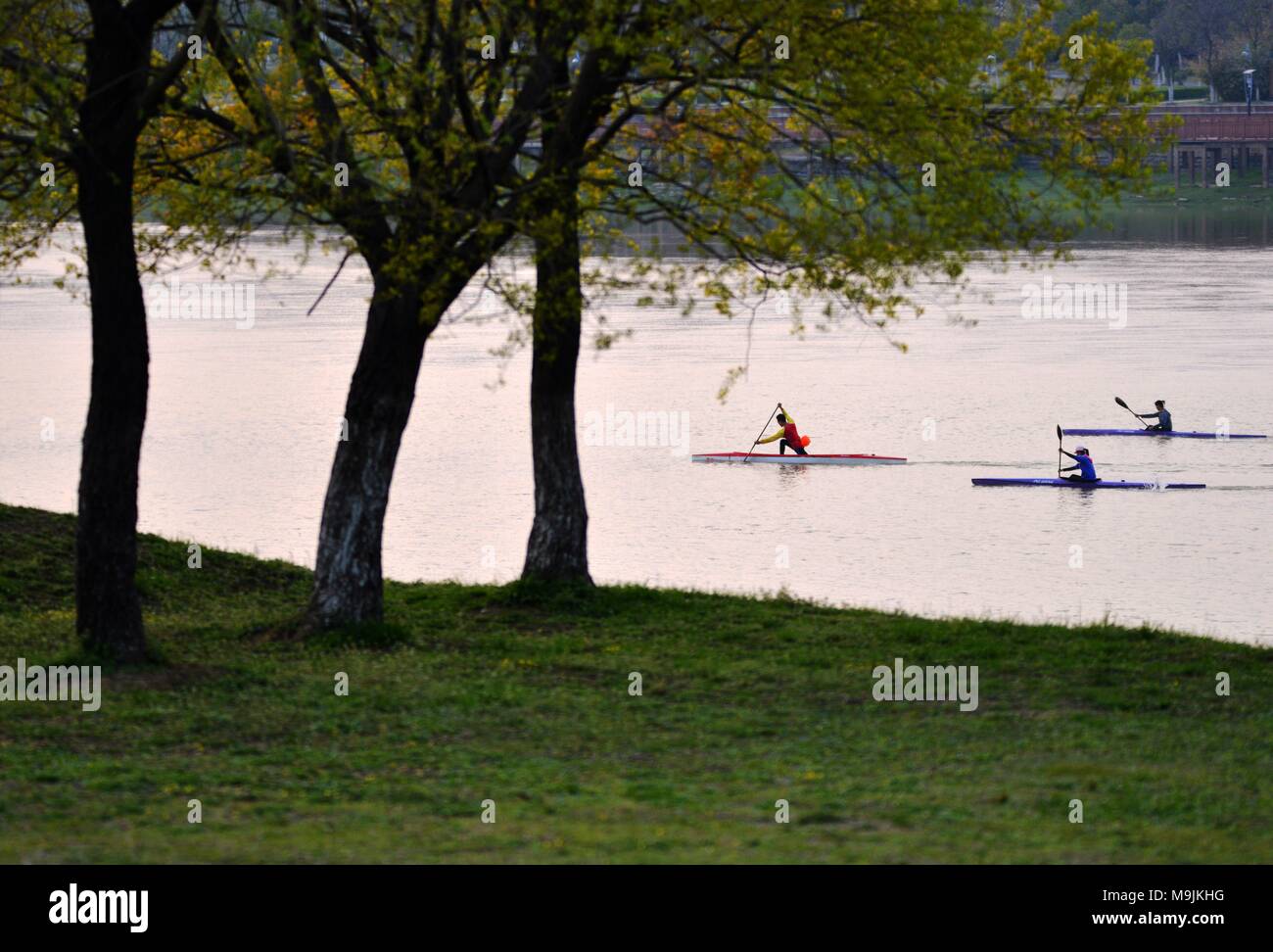 Lu An China S Anhui Province 21st Mar 2018 Canoeists Train On The