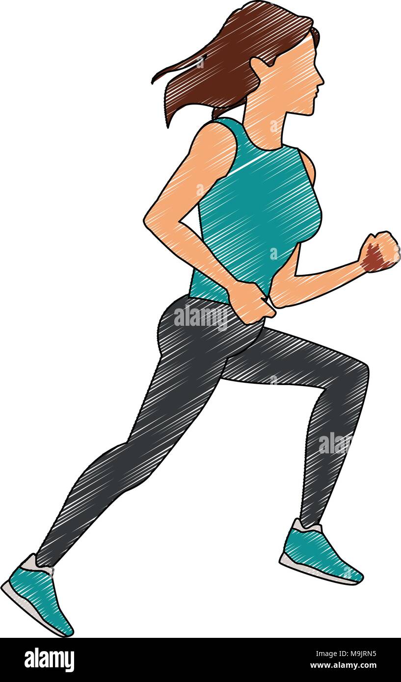 Fitness woman running cartoon vector illustration graphic design Stock ...