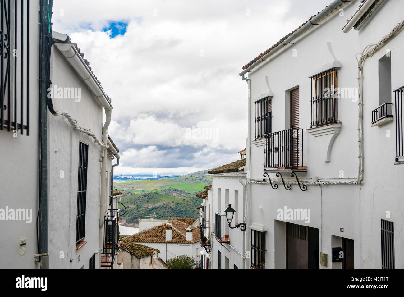 Houses in the quaint village of Zahara de la Sierra, Cadiz province ...