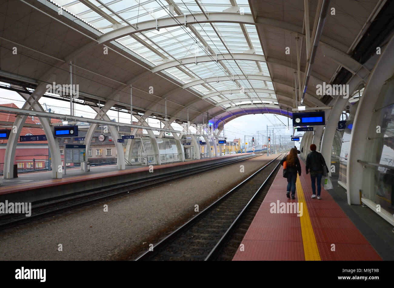 Empty railway station (platform) Stock Photo