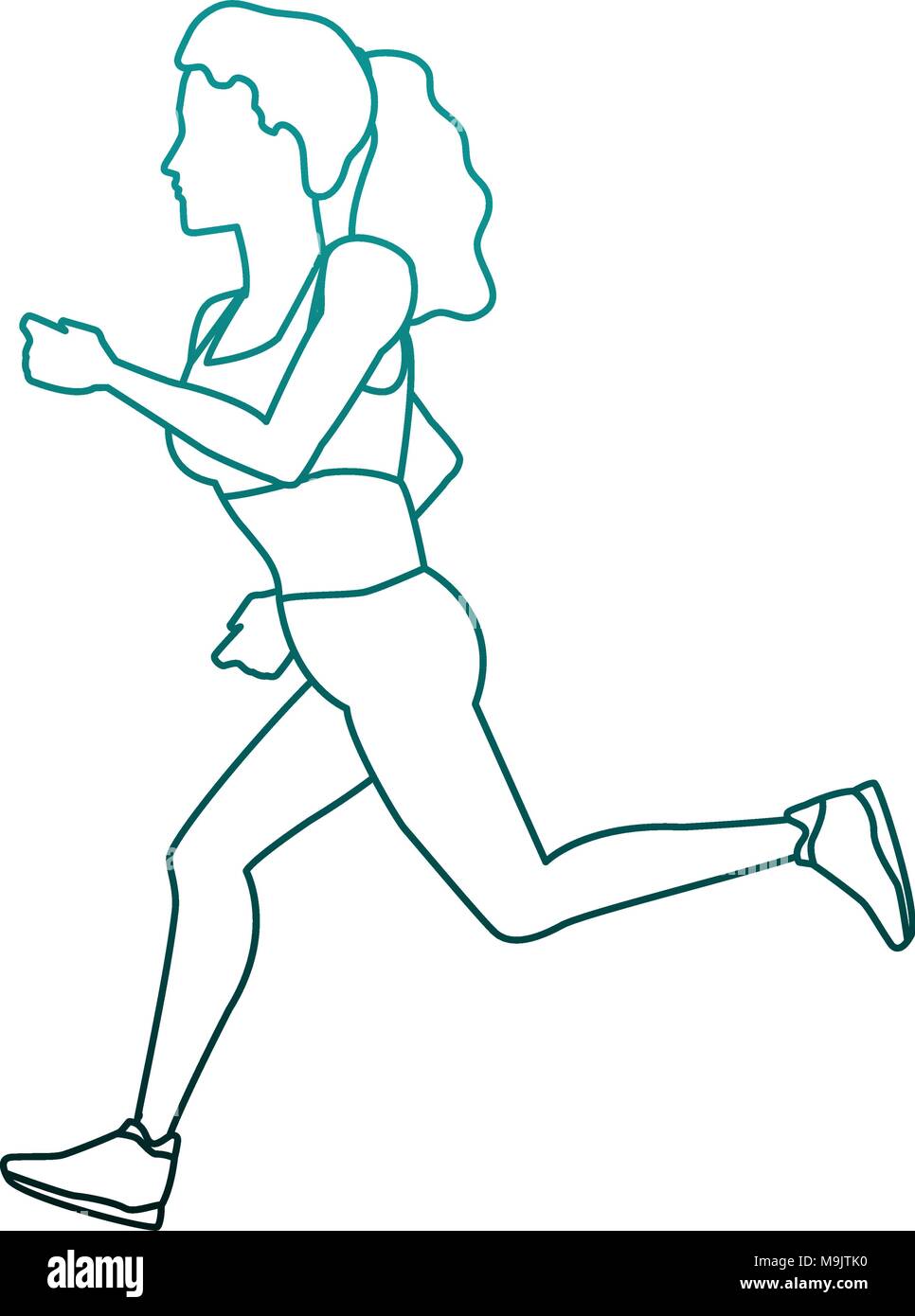 Fitness woman running cartoon vector illustration graphic design Stock ...