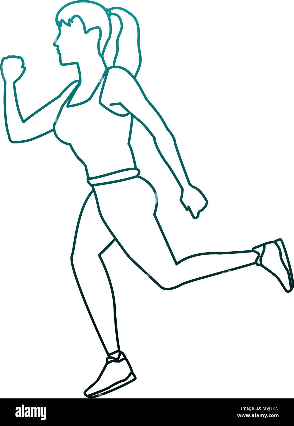 Fitness woman running cartoon vector illustration graphic design Stock ...