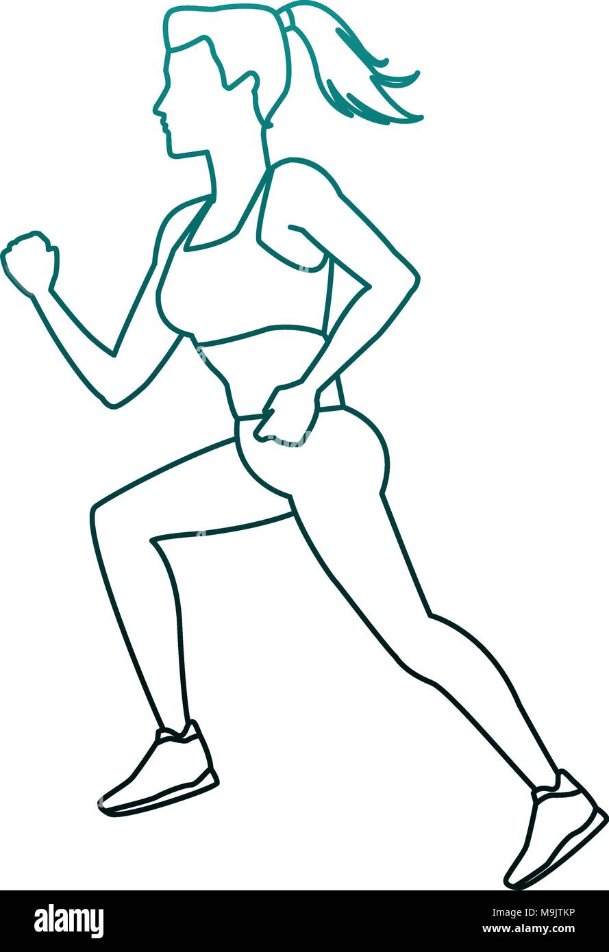 Fitness woman running cartoon vector illustration graphic design Stock ...