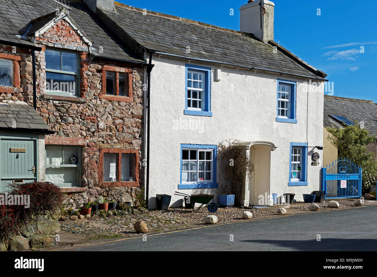 Houses on main street, Ravenglass, West Cumbria, England UK Stock Photo