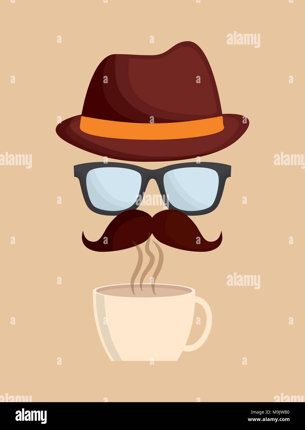Happy fathers day design with coffee mug and mustache and other related ...