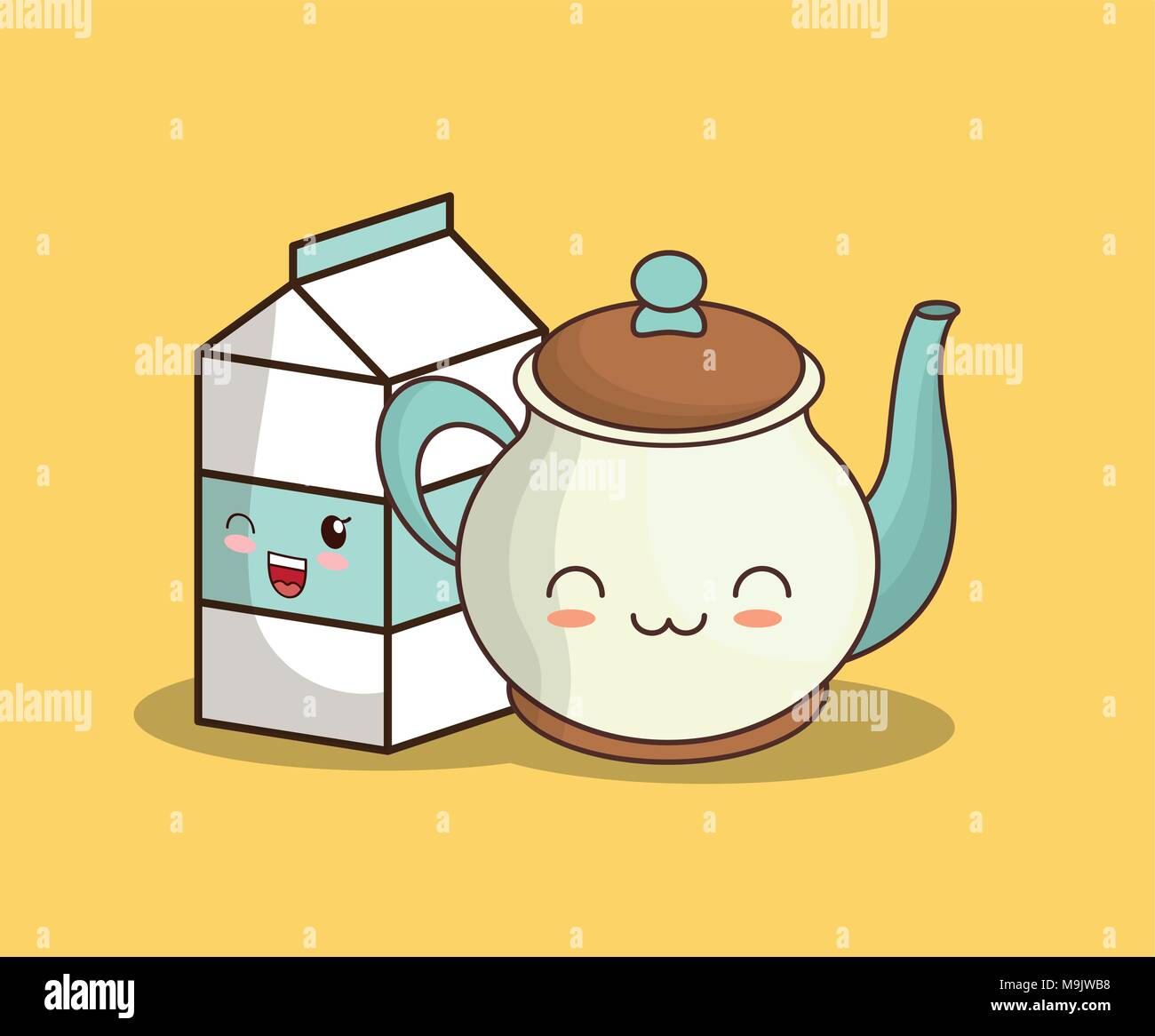 Download Kawaii Milk Box And Tea Pot Over Yellow Background Colorful Design Vector Illustration Stock Vector Image Art Alamy Yellowimages Mockups