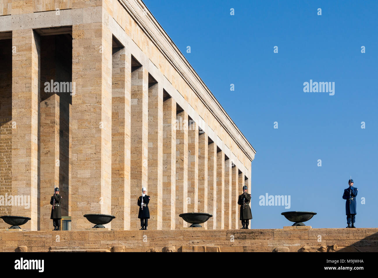 Ataturk Mausoleum in Ankara, Turkey. Tthe Anitkabir, tomb of Mustafa Kemal Ataturk and the guardsmen Stock Photo