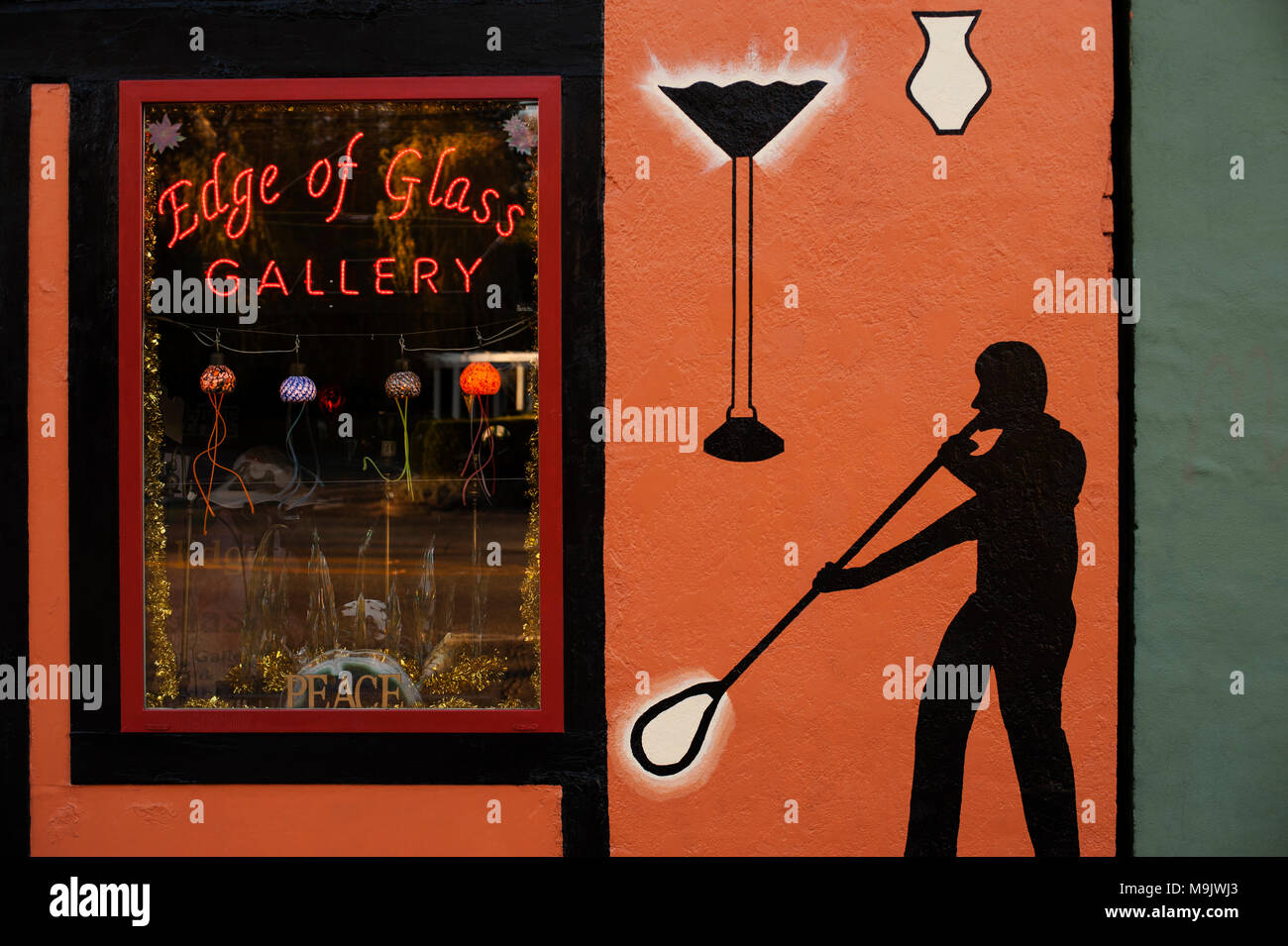 Street scene of Glass blower shop from sidewalk Stock Photo Alamy