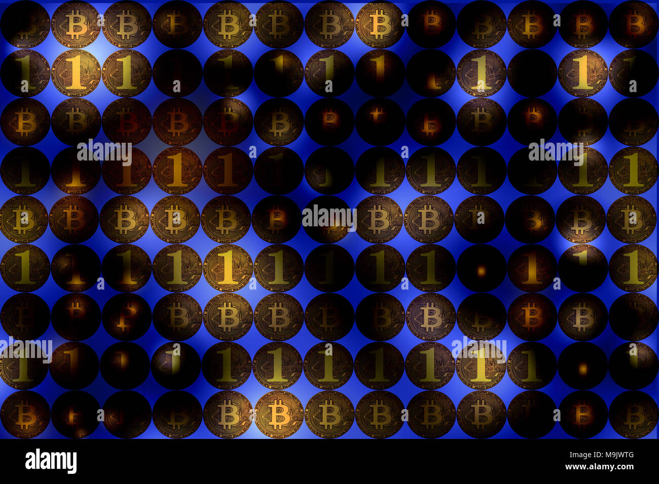 Digital Currency And Financial Business Concept Bitcoin Wall - 