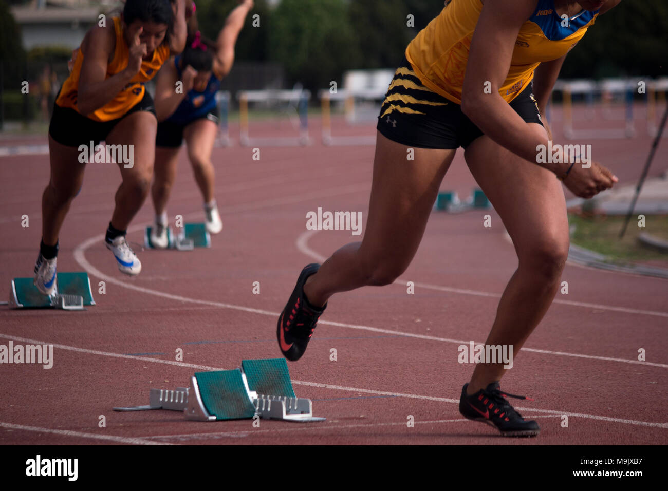 Running competition in university in mexico Stock Photo