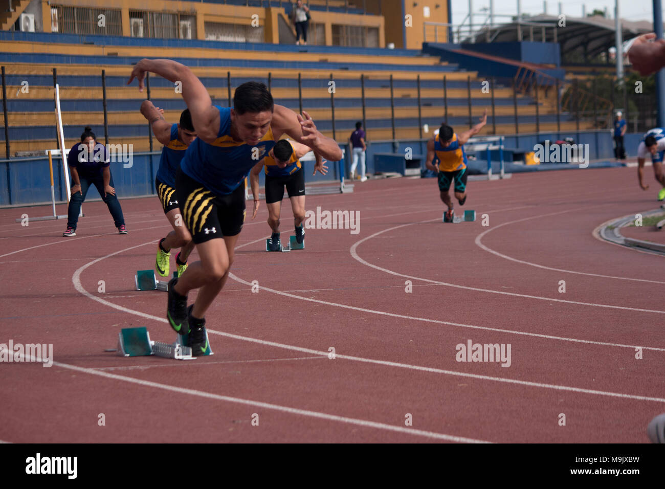 Running competition in university in mexico Stock Photo