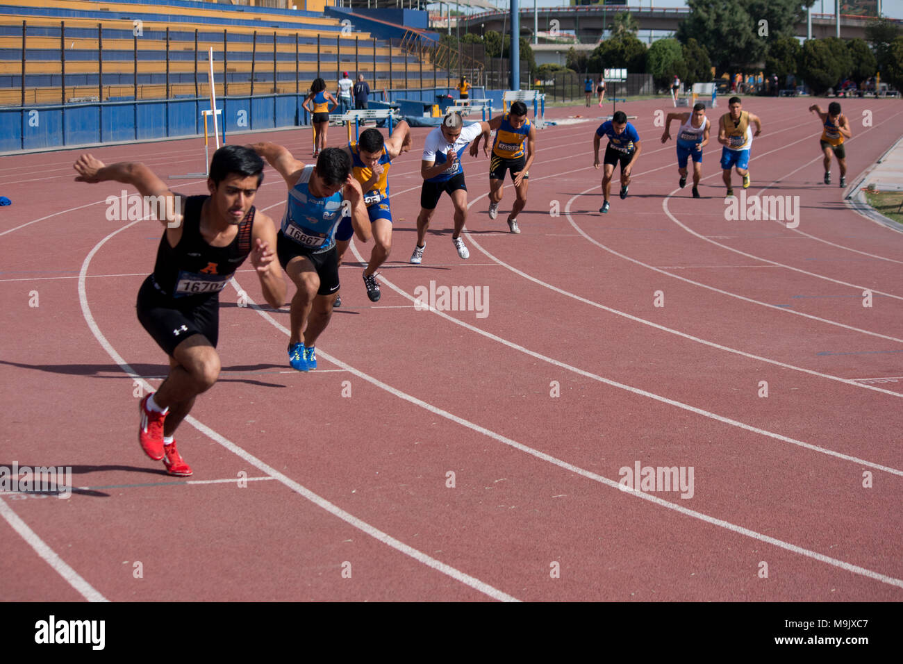 Running competition in university in mexico Stock Photo