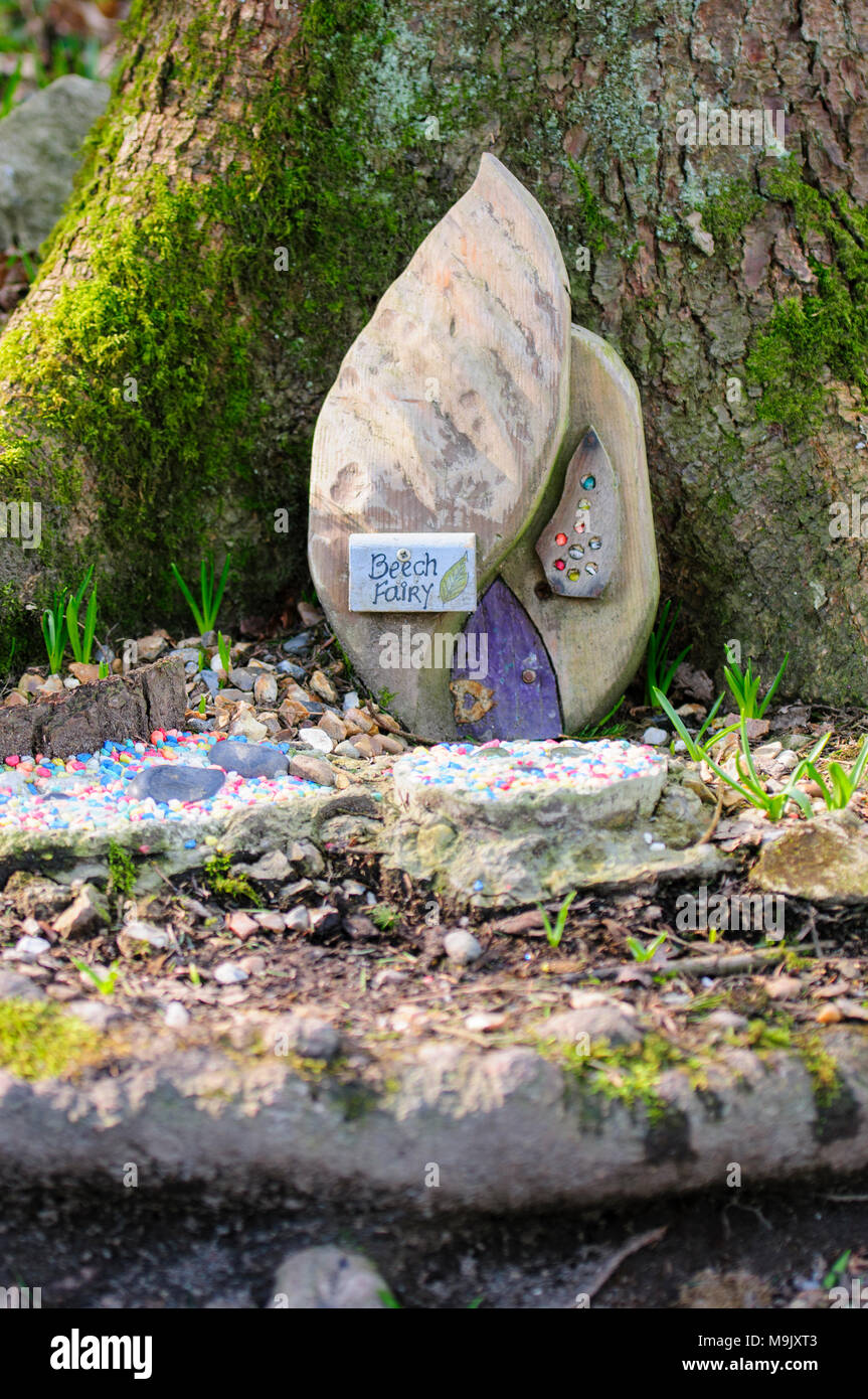 Door into a fairy house at the fairy trail, Slieve Gullion County